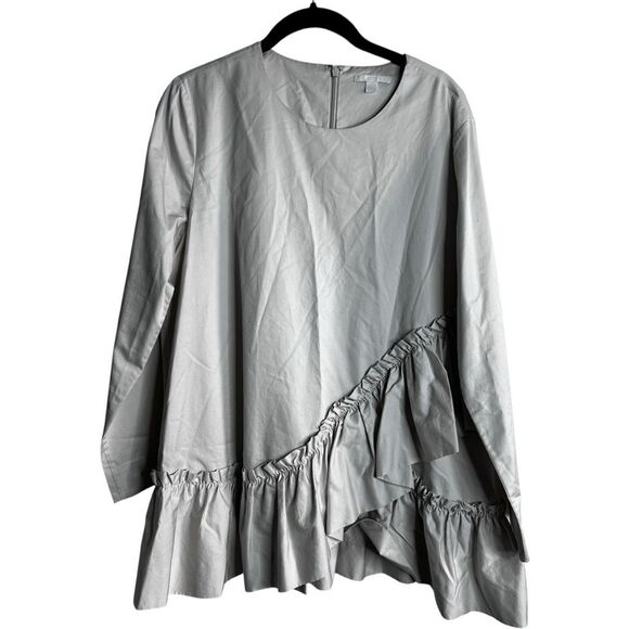 Cos Ruffle Asymmetrical Tunic Top Size 12 Victorian Neutral Elevated Basics - Picture 2 of 14